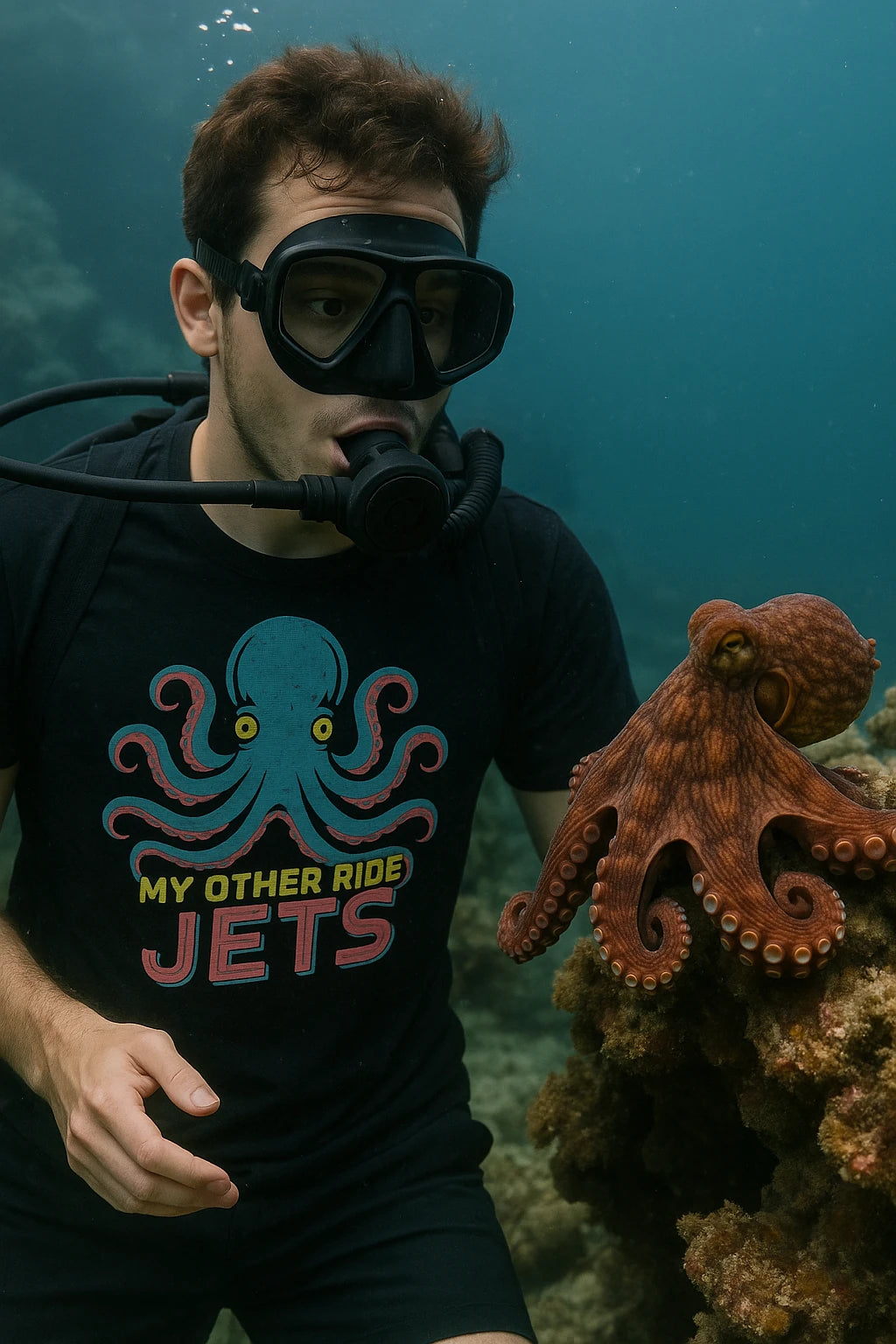 "My Other Ride Jets" black octopuses t shirt - a birthday gift for octopuses lover
