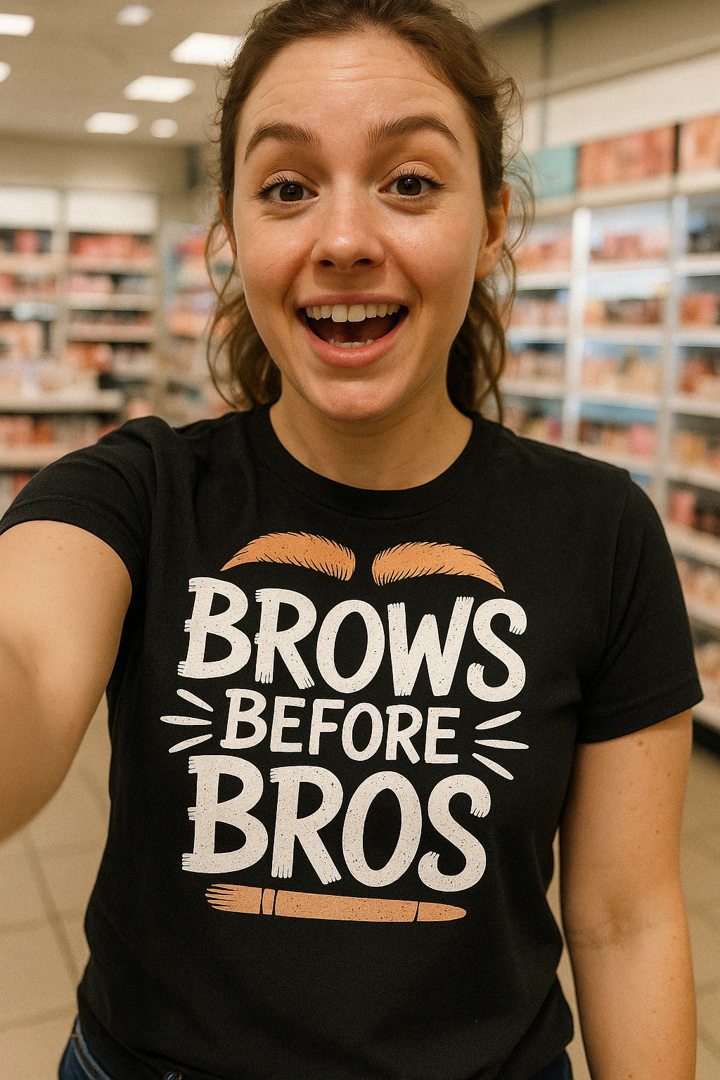 "Brows Before Bros" black makeup artist t shirt - also one of the gifts for make up artists