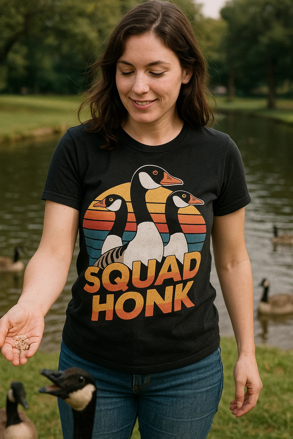 "Squad Honk" black geese t shirt - a birthday gift for geese lover