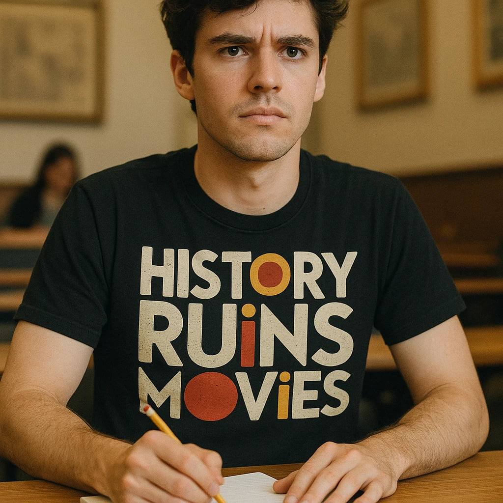 "History Ruins Movies" black black history t shirt - also one of the best gifts for history lovers