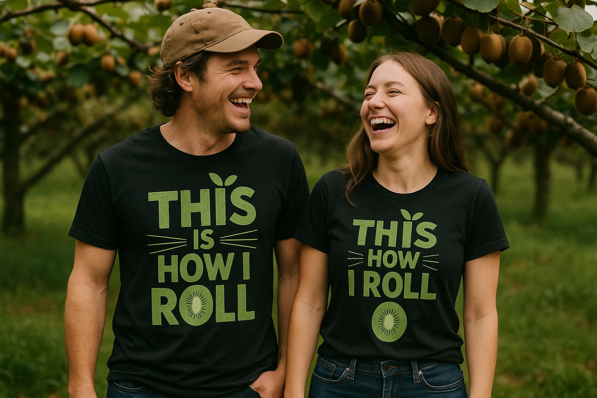 Person wearing the black kiwis shirts graphic tee - "This Is How I Roll" design