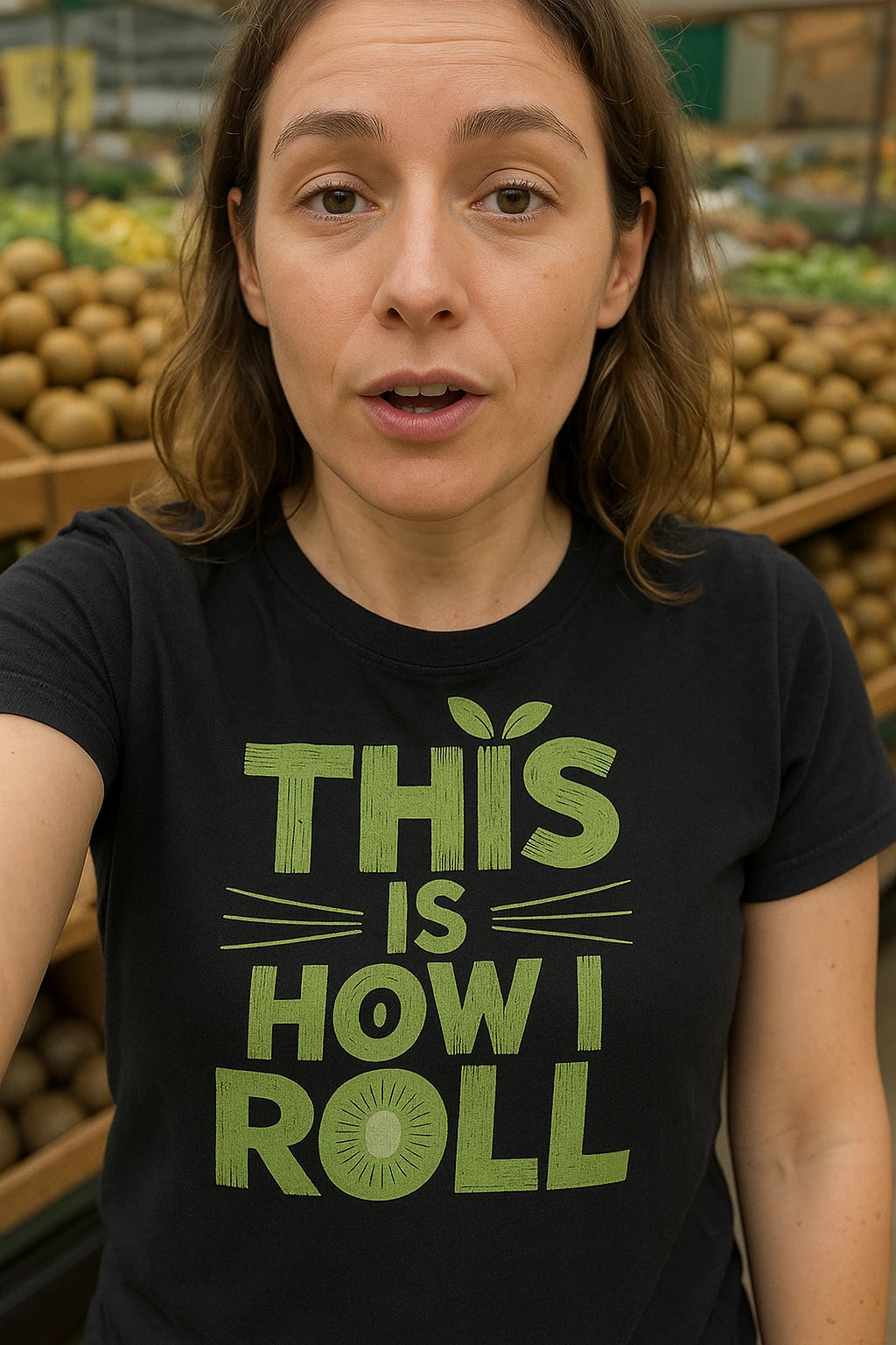 "This Is How I Roll" black kiwis shirts, photographed as kiwis lover gift