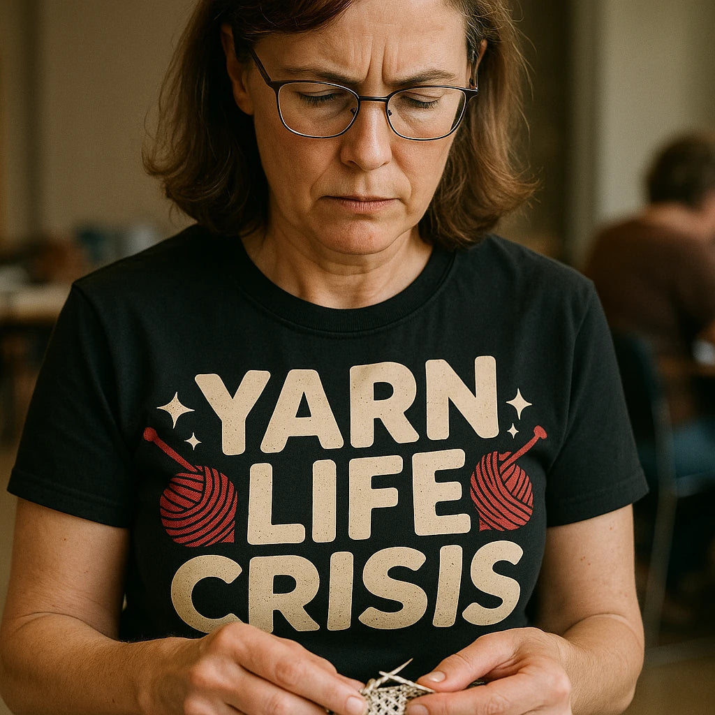 "Yarn Life Crisis" knitted henley t shirt - product photo 8