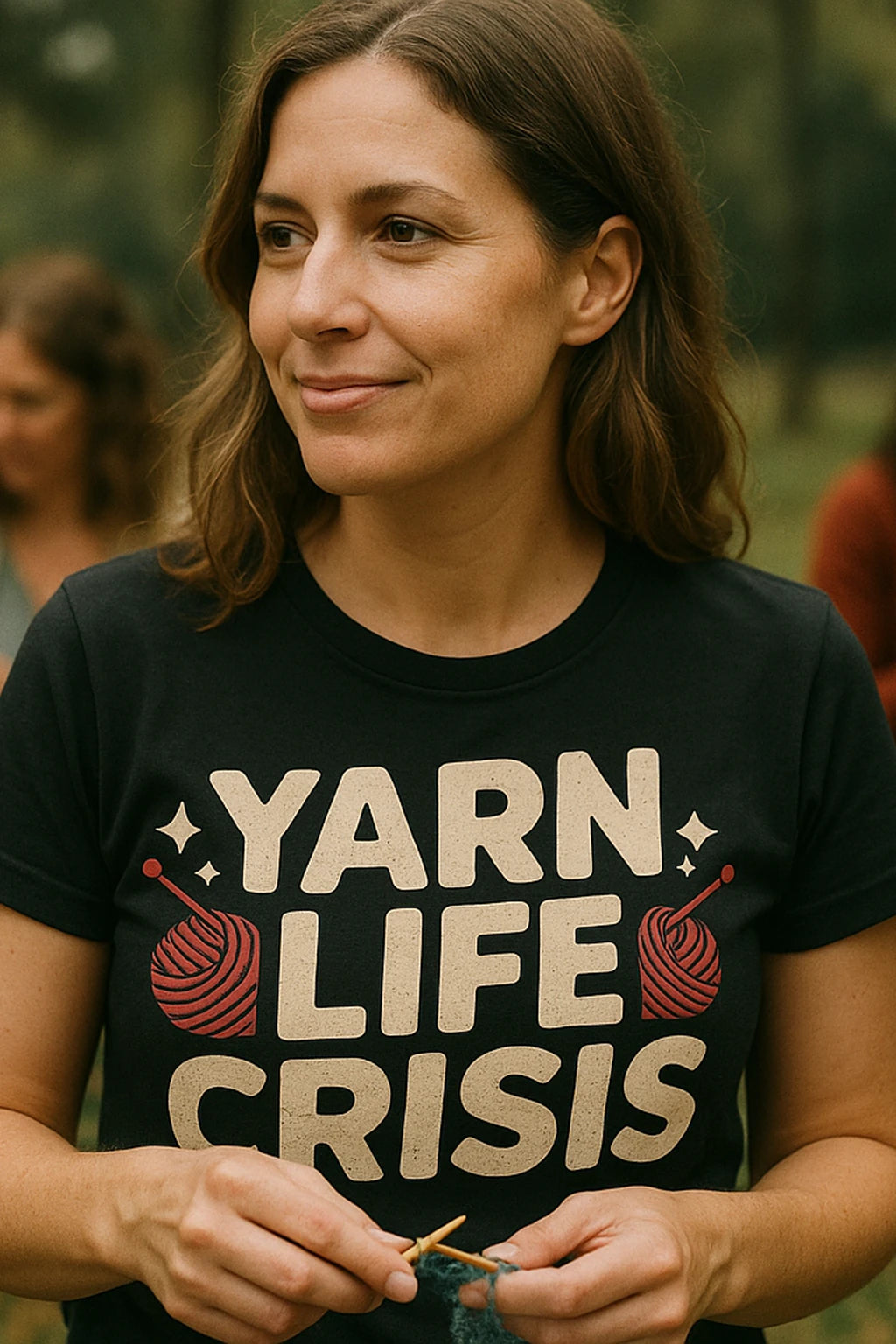 "Yarn Life Crisis" knitted henley t shirt - product photo 7