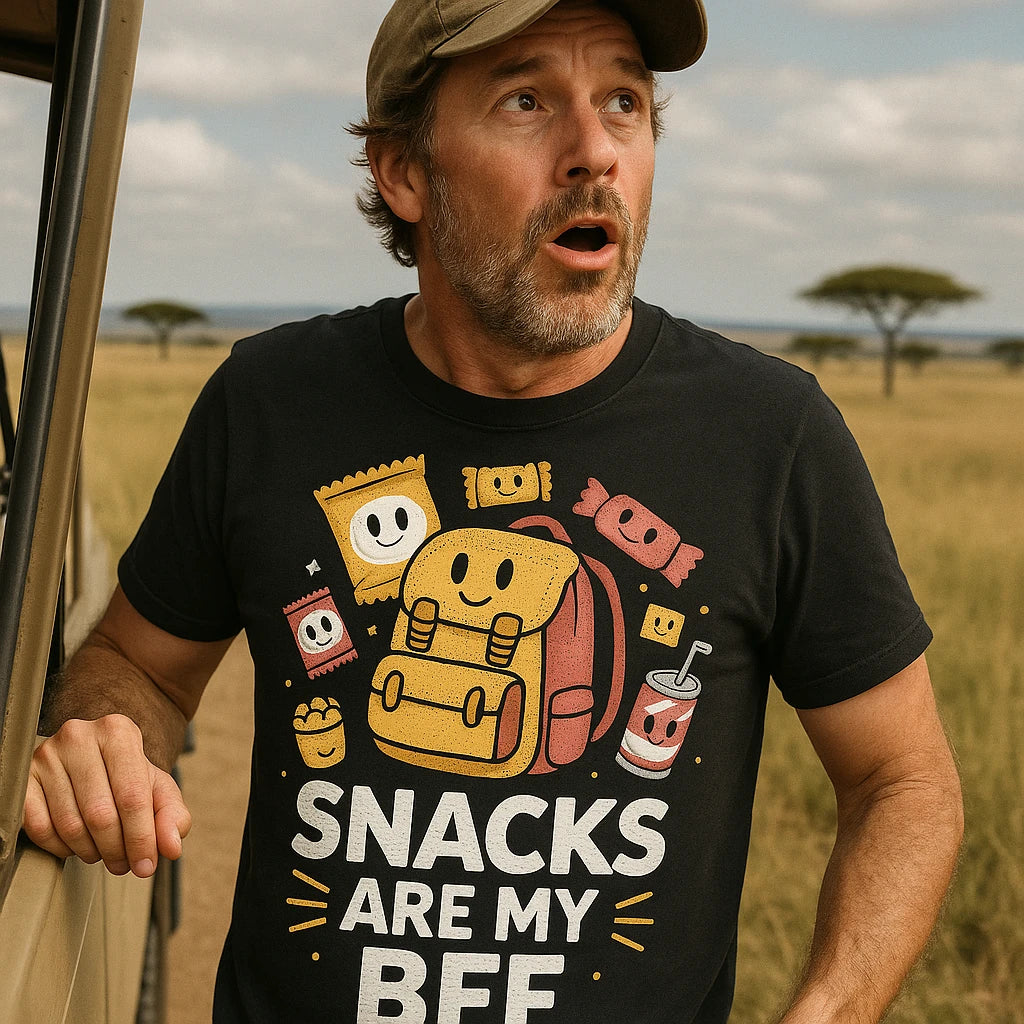 "Snacks Are My Copilot" adventure tshirt - product photo 8