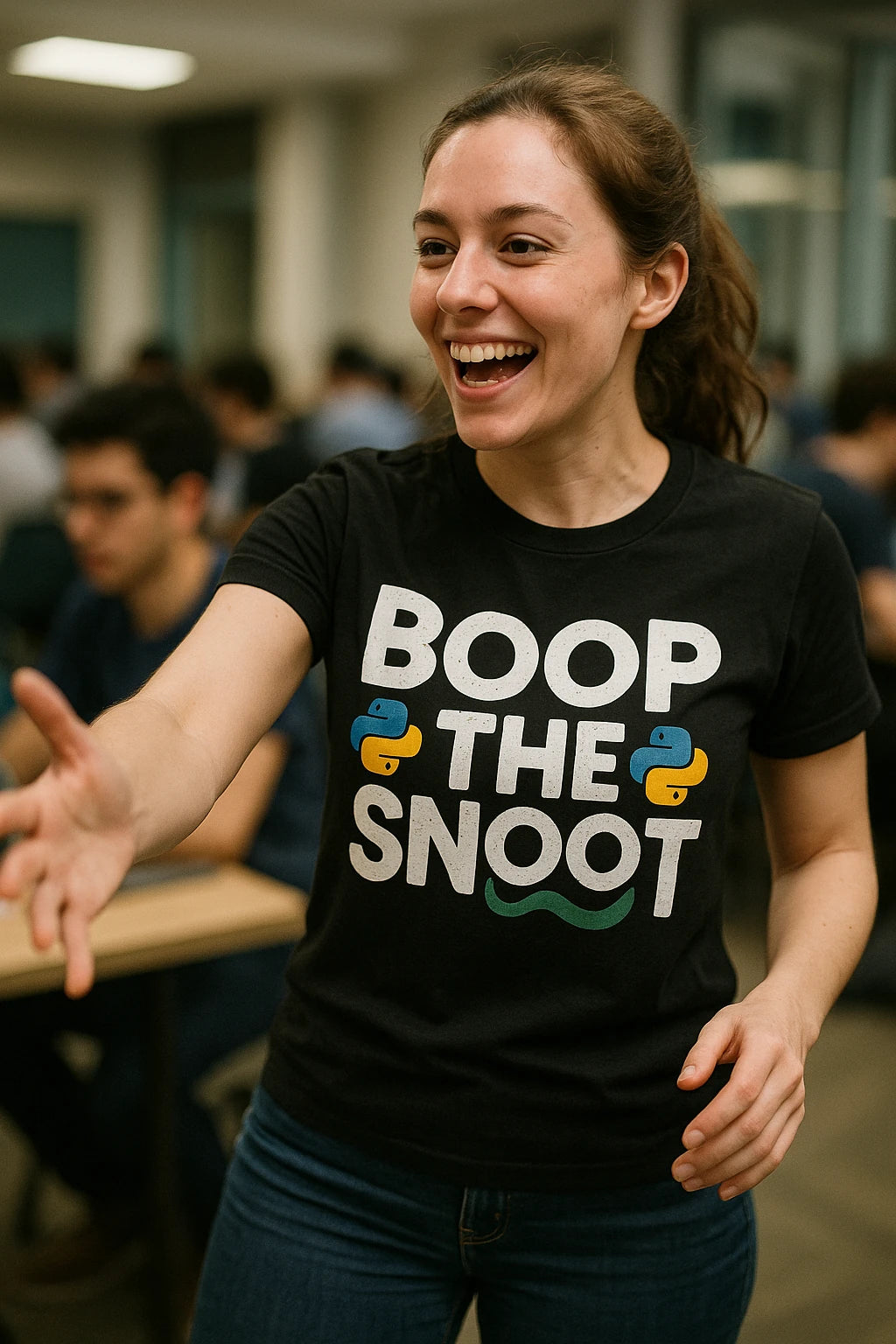 "Boop the Snoot" black python t shirt - a birthday gift for python lover