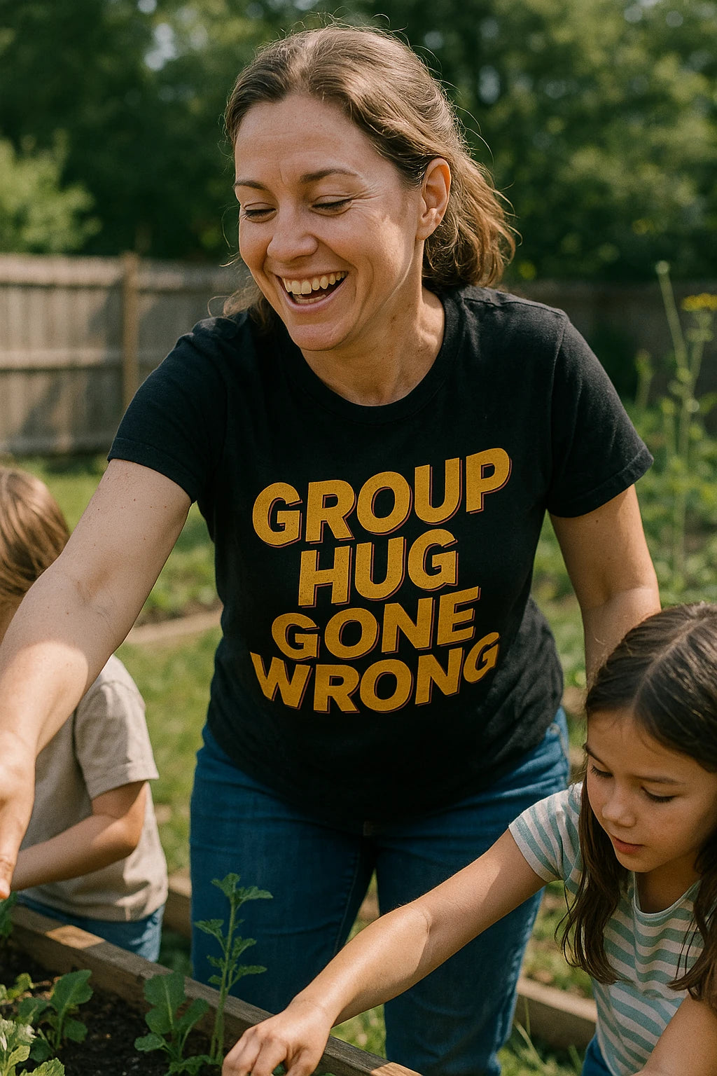 "Group Hug Gone Wrong" black family life t shirt - a birthday gift for family life lover