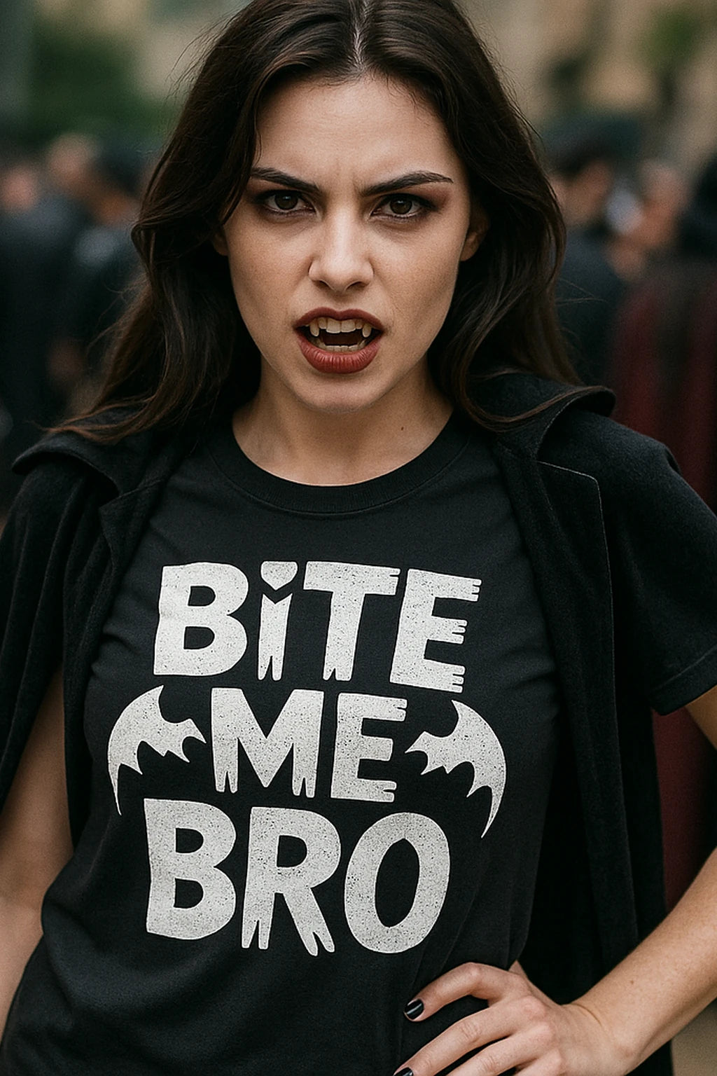 "Bite Me Bro" energy vampire t shirt - product photo 7