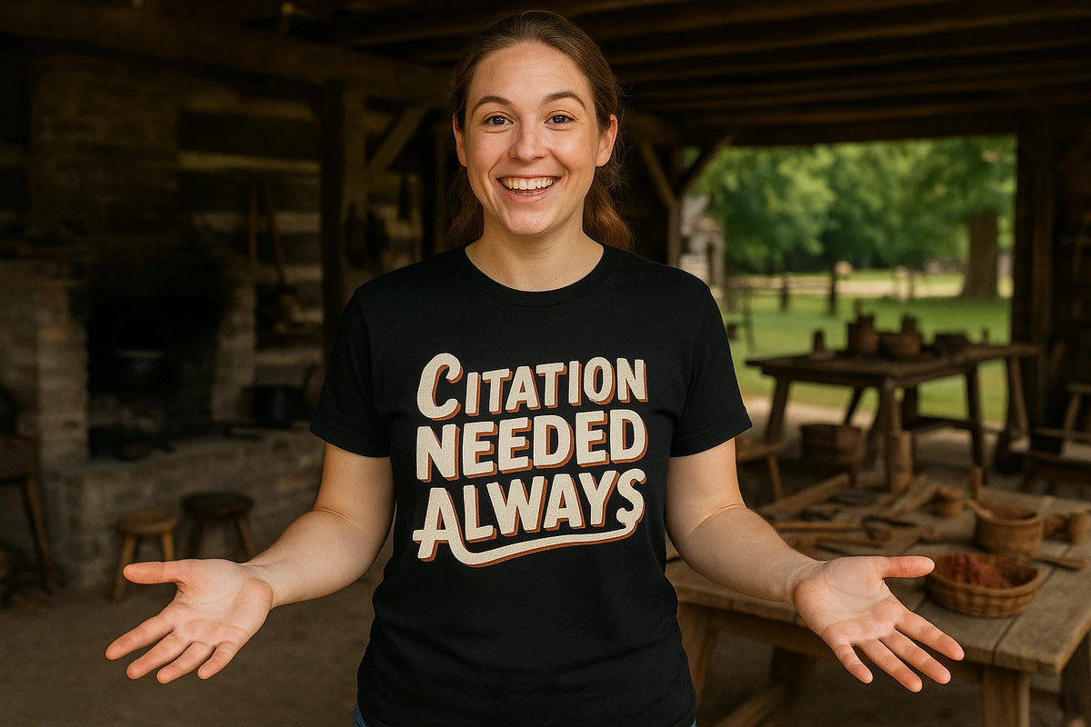Lifestyle shot of the "Citation Needed Always" black black history month t shirts in a real-world setting