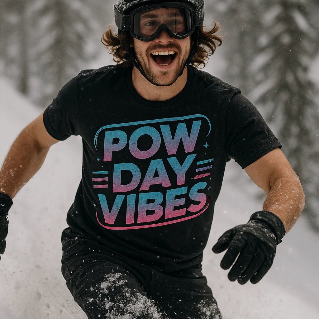 "Pow Day Vibes" snowboarding t shirt - product photo 8