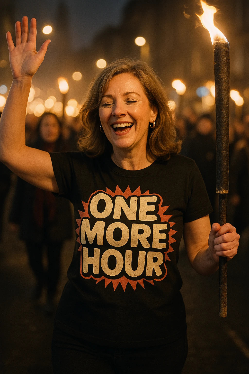 "One More Hour" black new years shirts - also a new years eve shirt for men