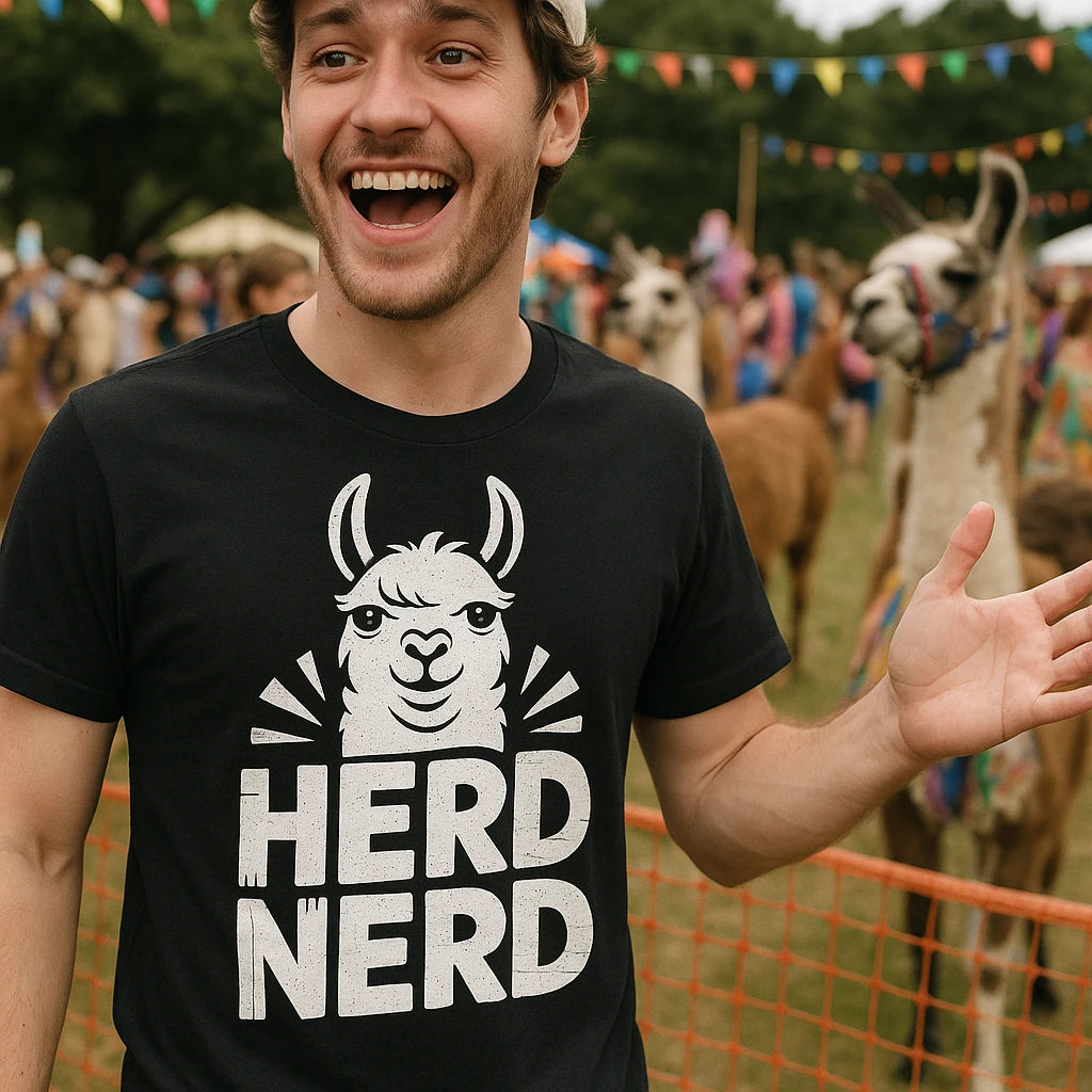 "Herd Nerd" llama t shirt - product photo 8