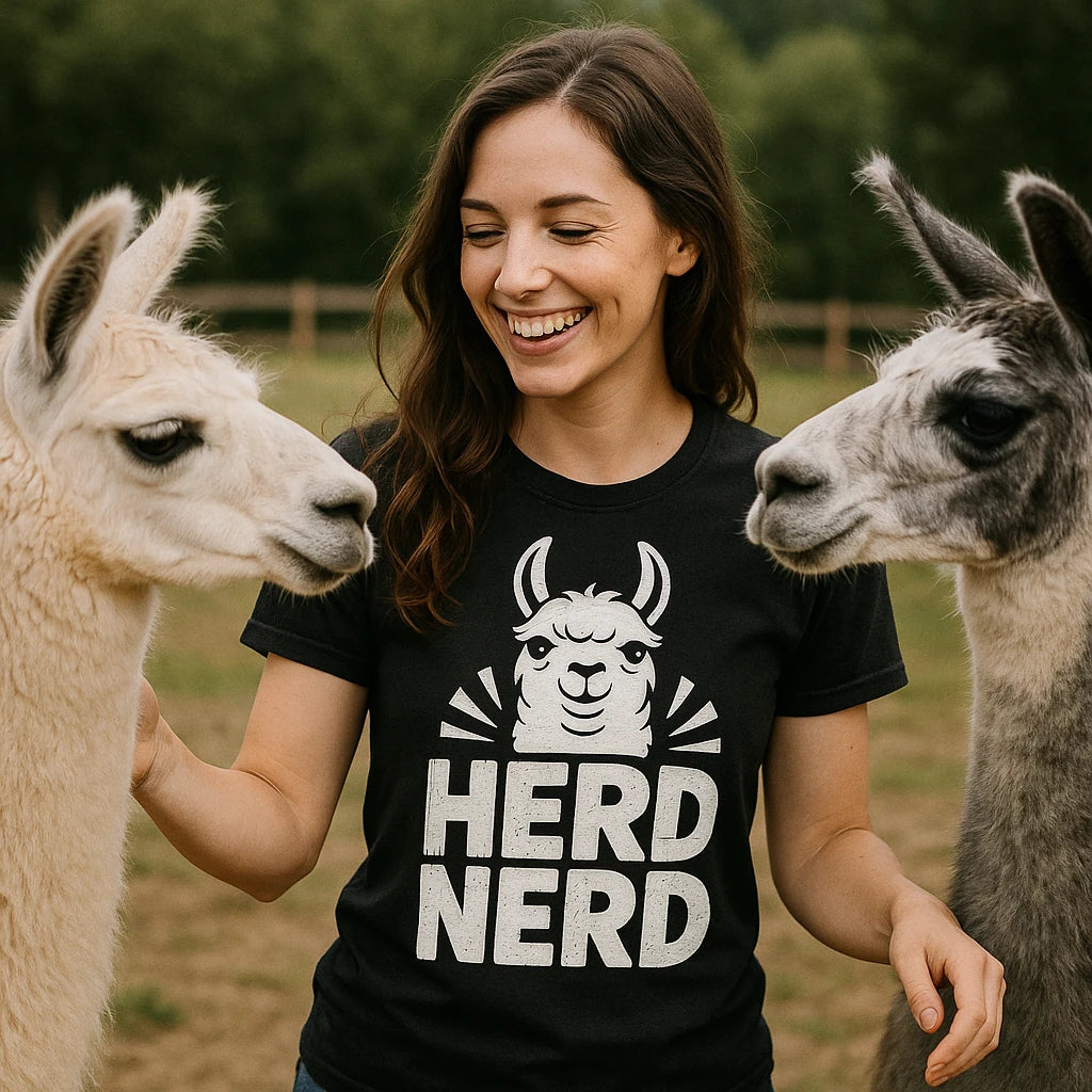 "Herd Nerd" llama t shirt - product photo 9