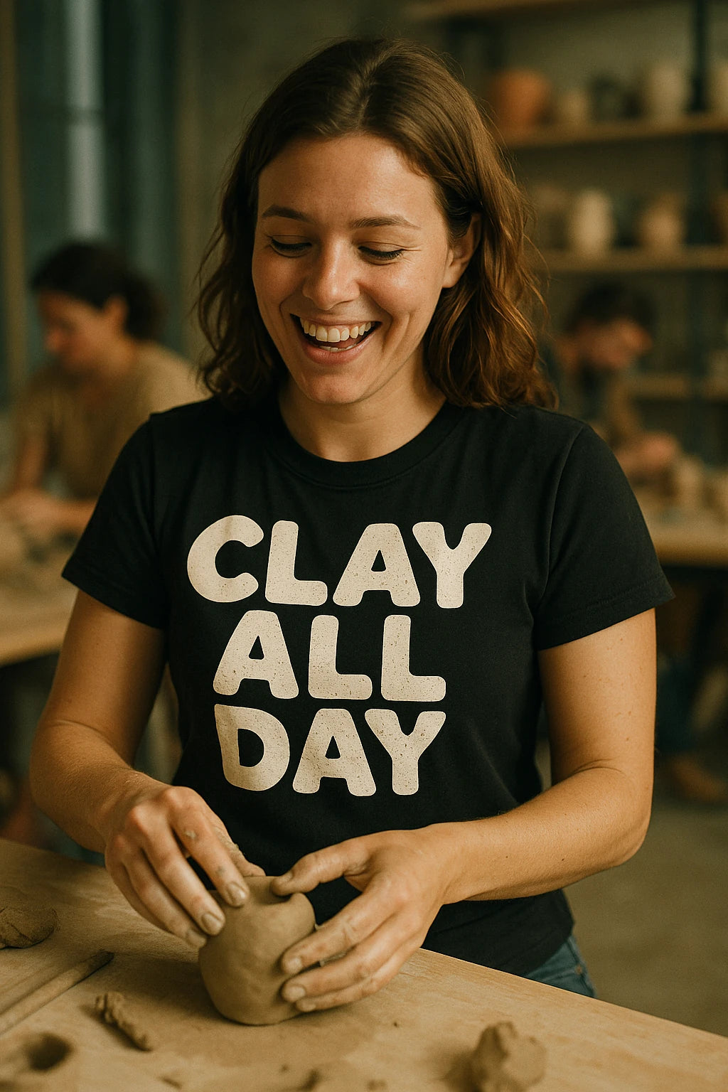 "Clay All Day" black sculpting t shirt - a birthday gift for sculpting lover