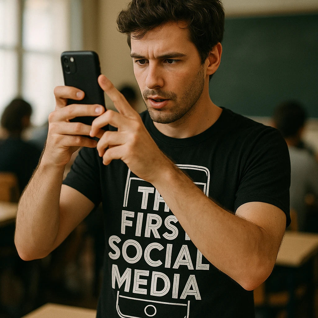 "The First Social Media" smartphone t shirt - product photo 8