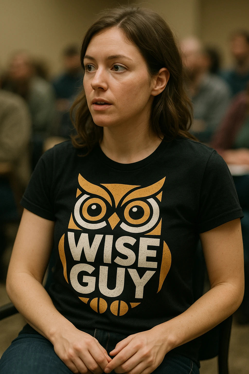 "Wise Guy" black owl tee shirt - also one of the best gifts for owl lovers