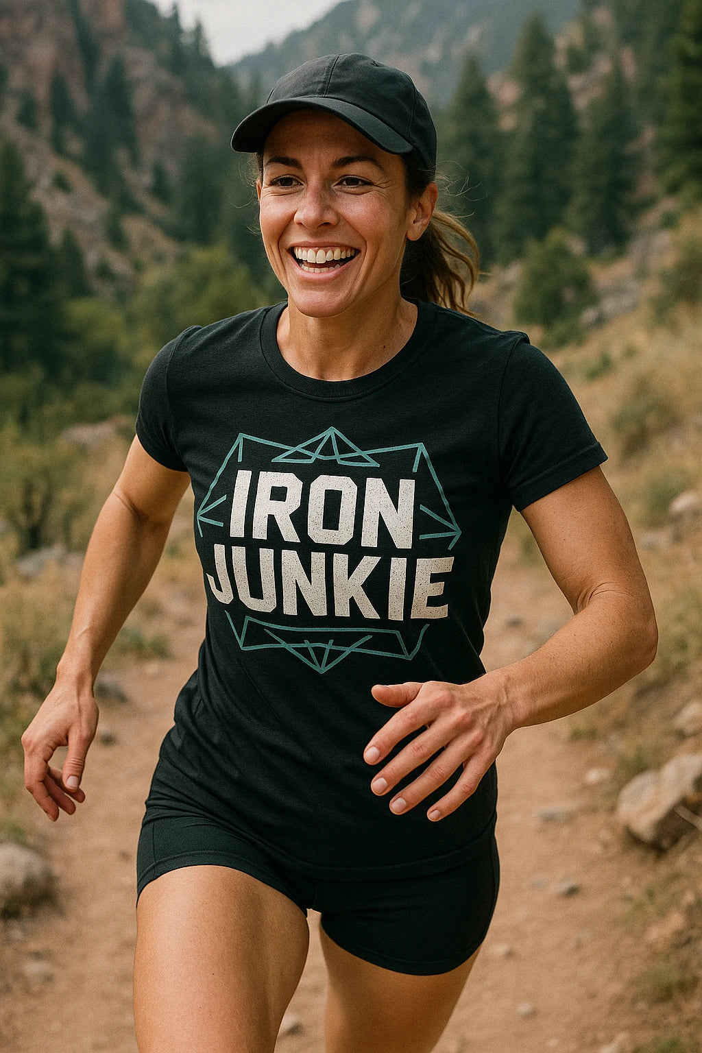 "Iron Junkie" black best exercise shirts - also a crop top for exercise