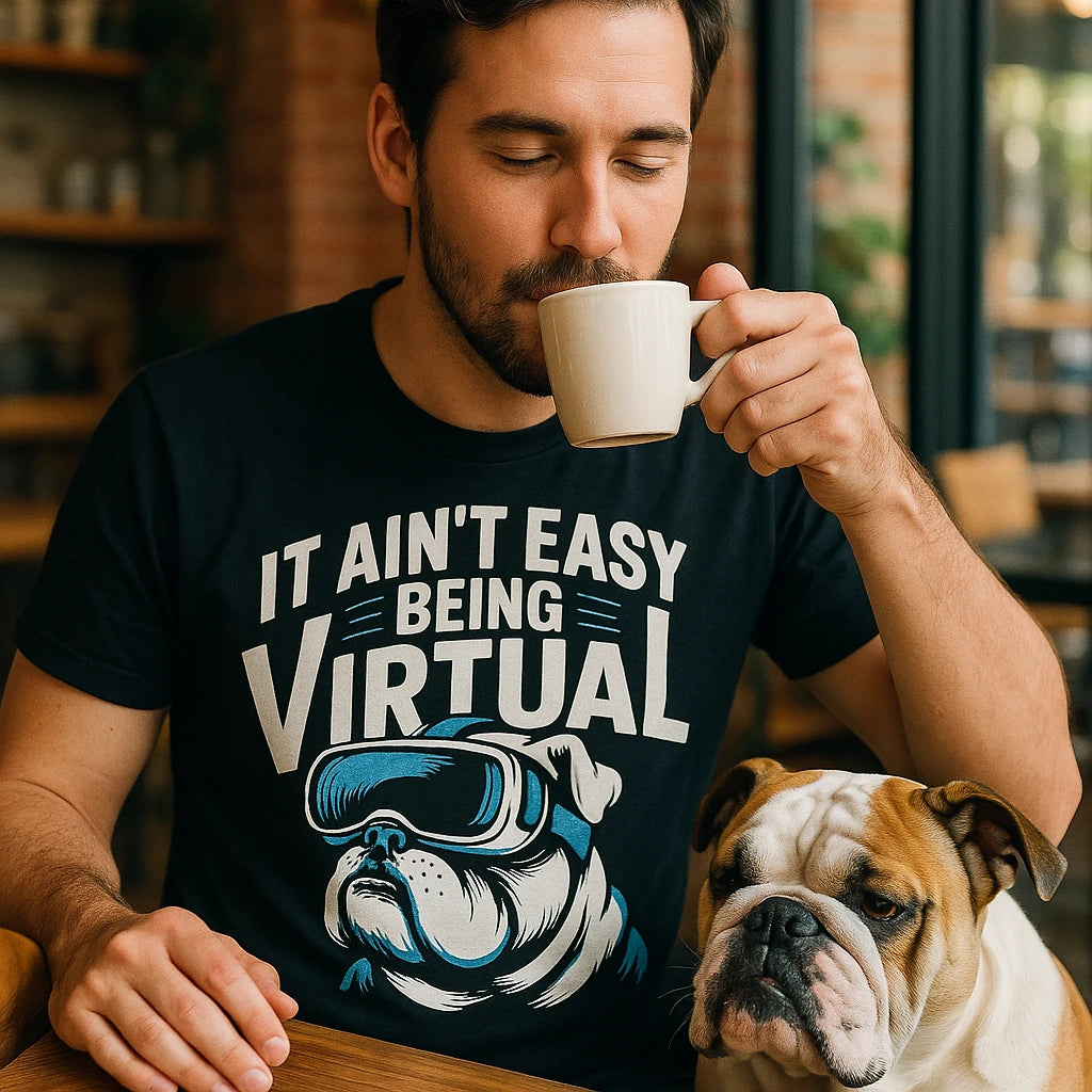 "It Ain'T Easy Being Virtual" walking the dog shirts - product photo 8