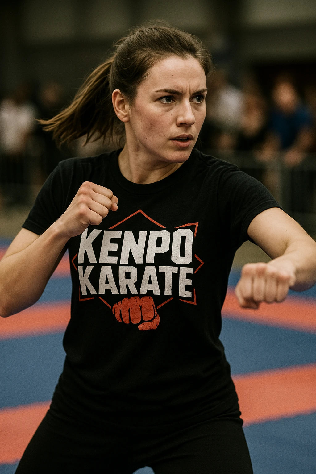 "Kenpo Karate" black mixed martial arts t shirt, photographed as martial art lover gift