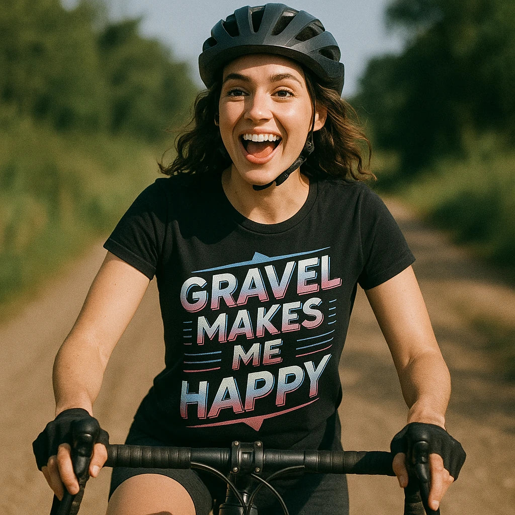 "Gravel Makes Me Happy" bike shirts - product photo 9