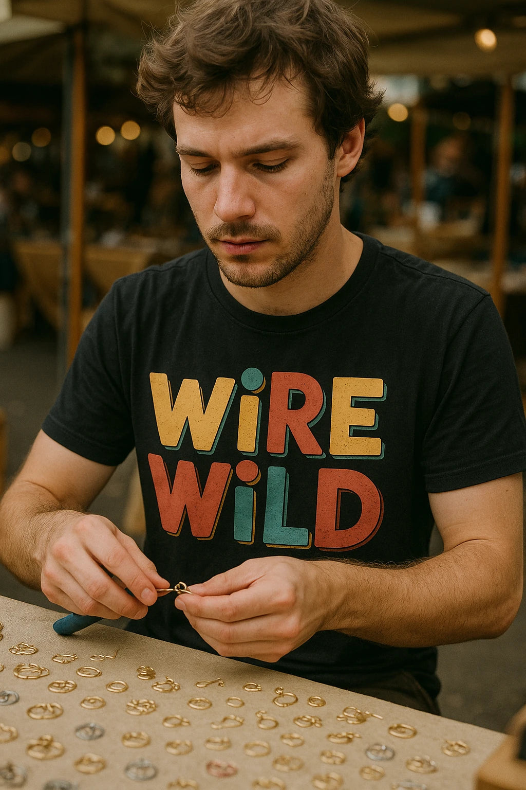 "Wire Wild" black jewelry making t shirt - a birthday gift for jewelry making lover