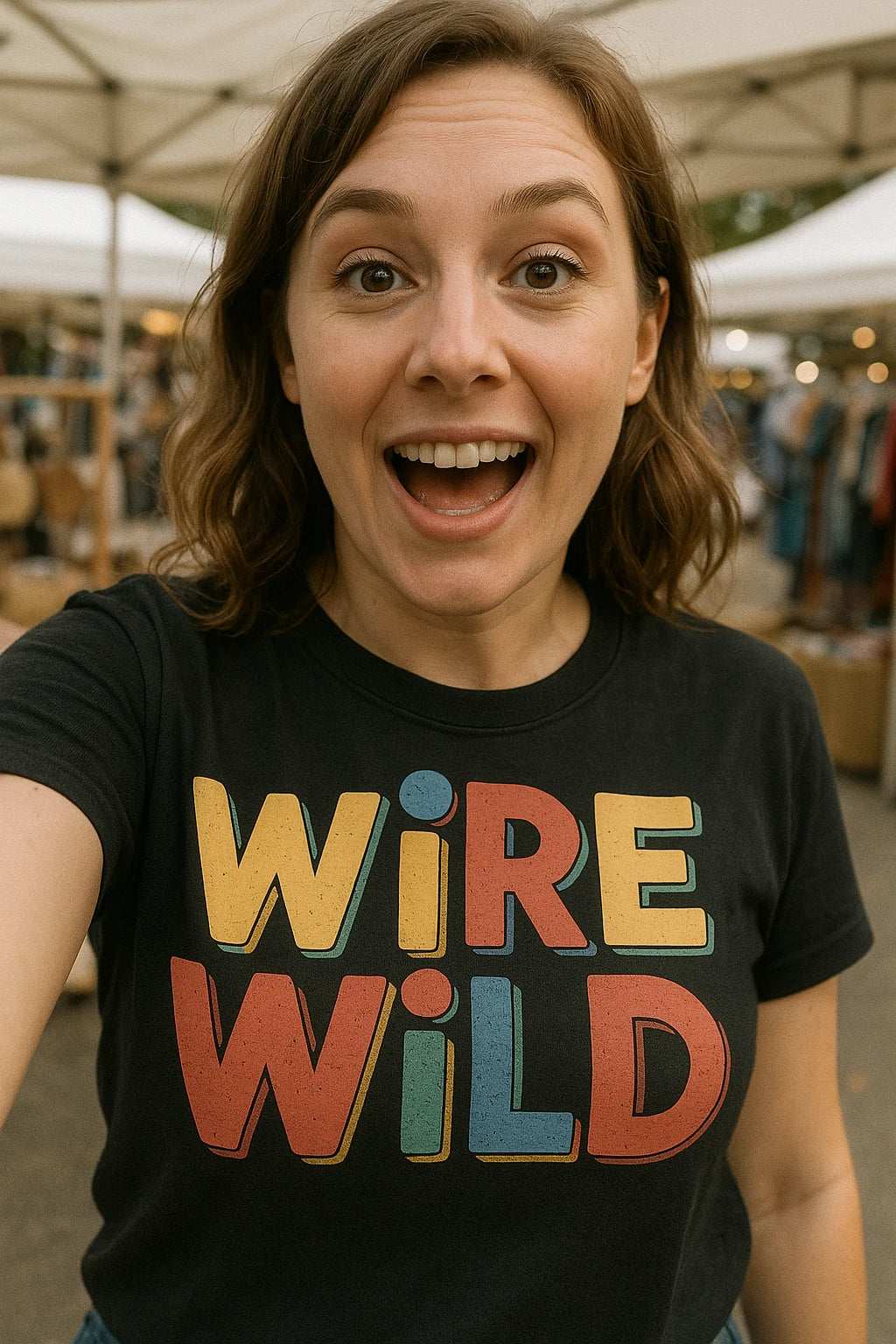 "Wire Wild" black jewelry making t shirt, photographed as jewelry making lover gift