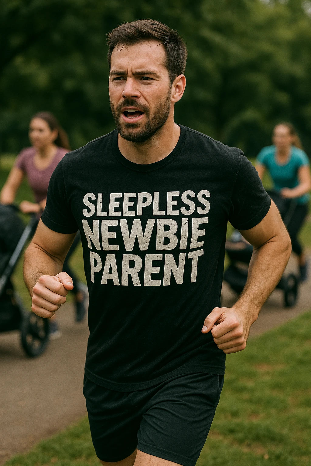 "Sleepless Newbie Parent" black new parents matching shirts - a birthday gift for new parents lover