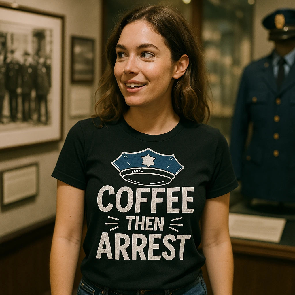 "Coffee Then Arrest" black police officer t shirt - also one of the best gift for a new police officer