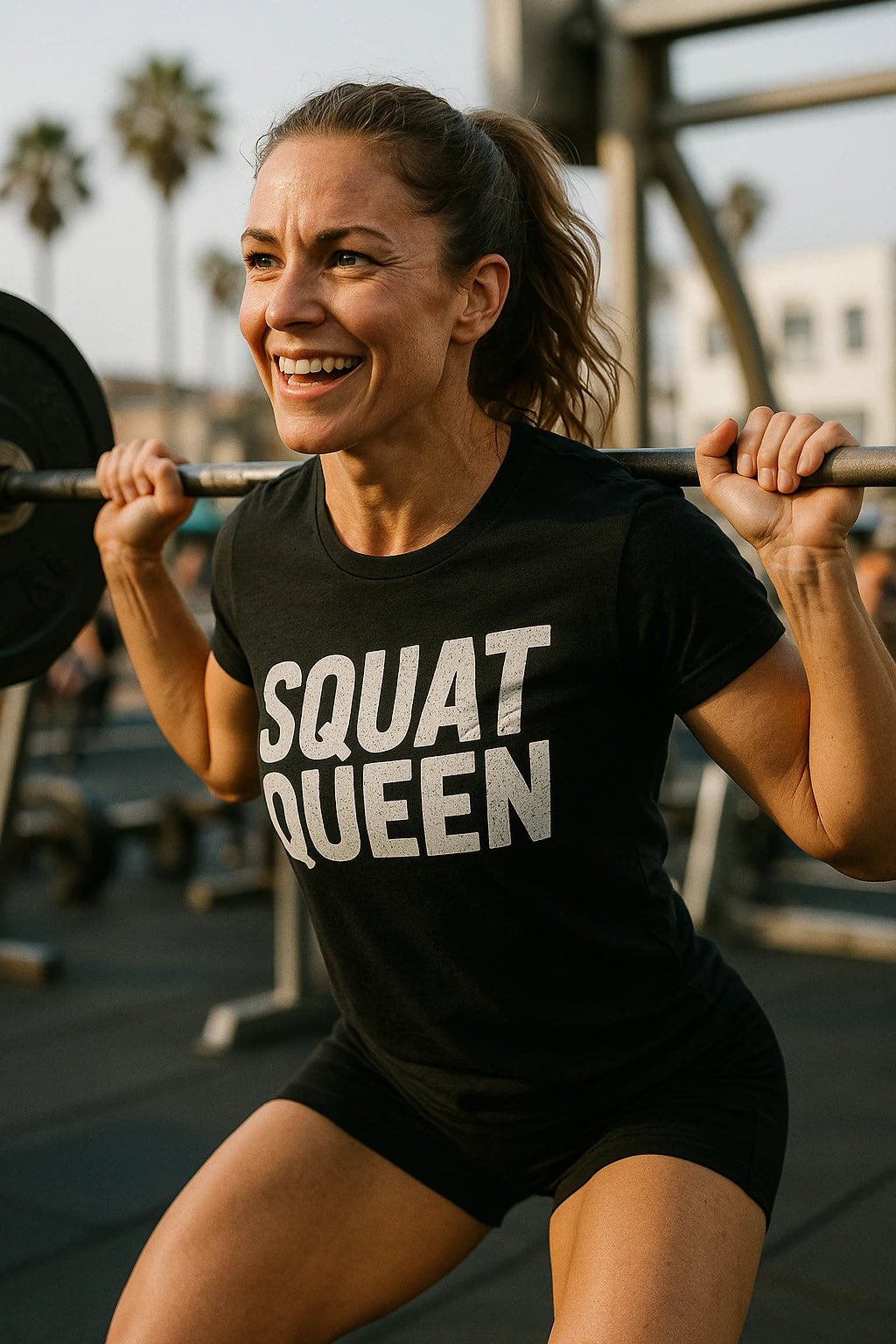 "Squat Queen" black exercise shirts mens - also a crop top for exercise