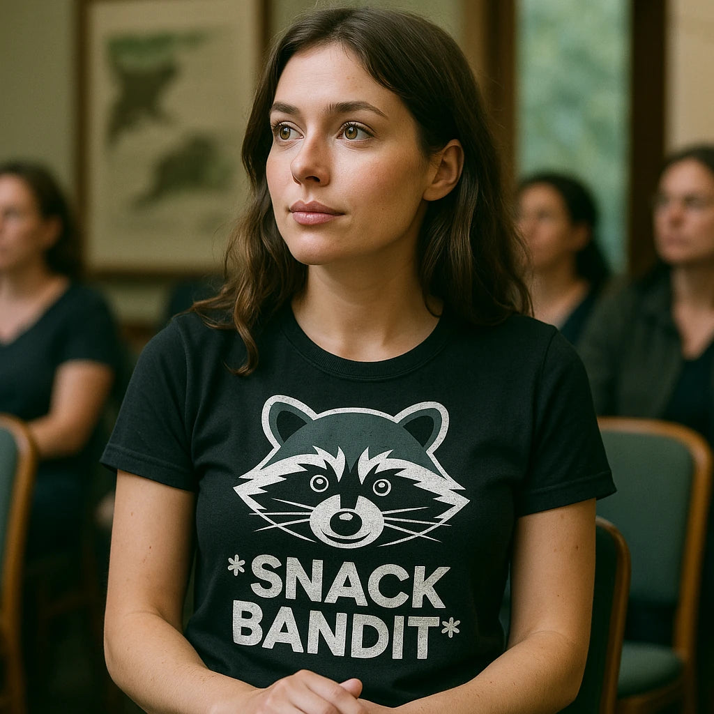 "Snack Bandit" raccoon t shirt - product photo 7