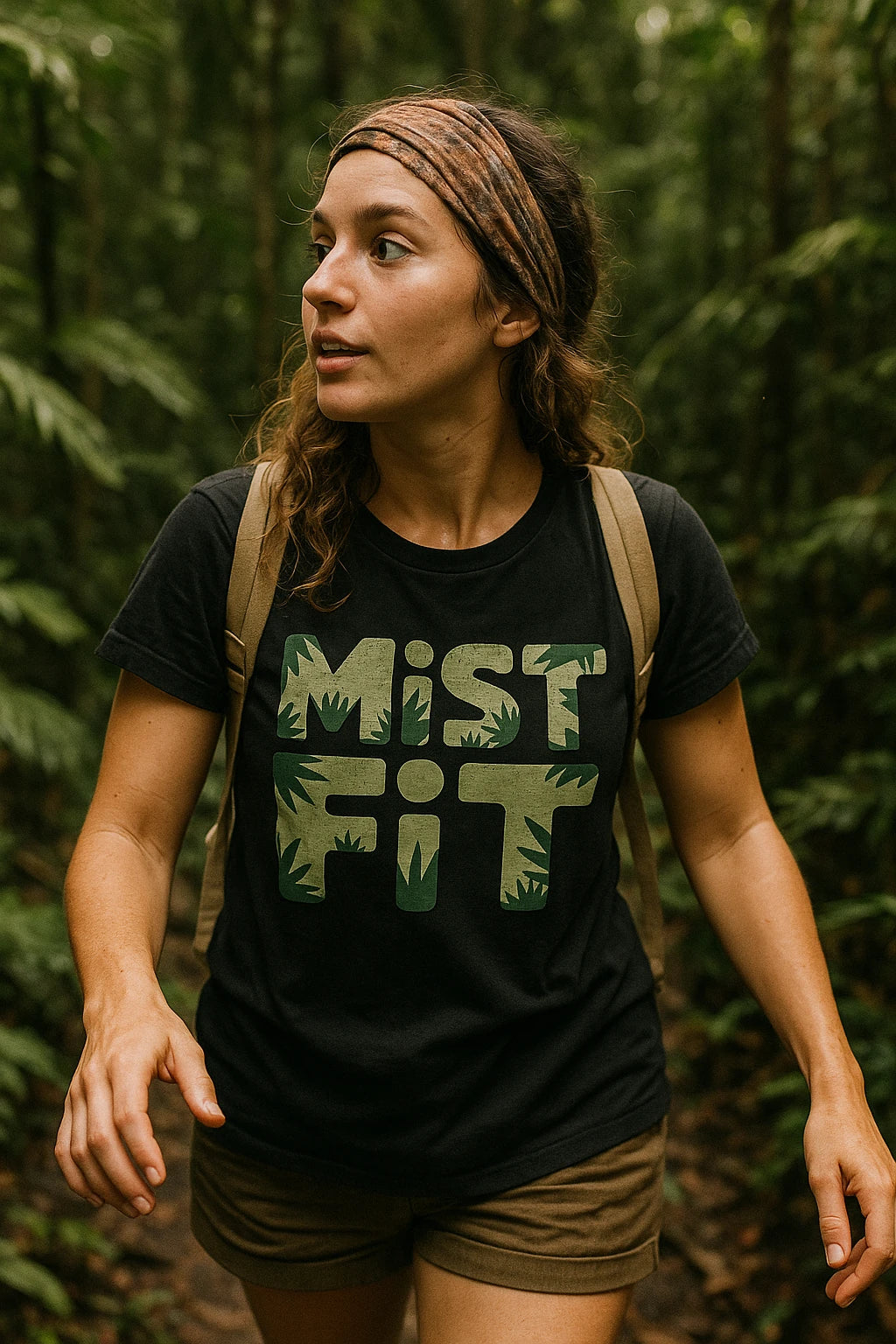 "Mist Fit" black rainforest t shirt fundraiser - a birthday gift for rainforest lover