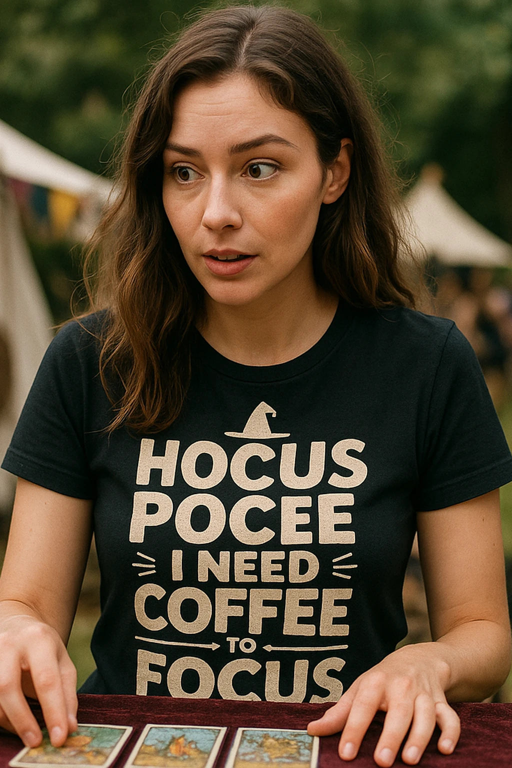 "Hocus Pocus I Need Coffee To Focus" witch t shirt - product photo 7