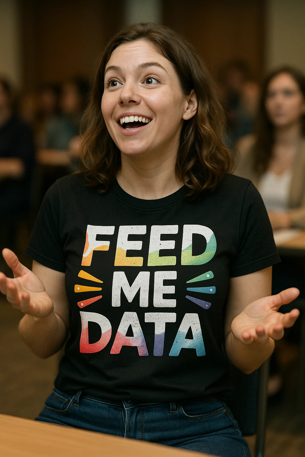 "Feed Me Data" black marketing manager t shirt - also a secret santa gift for marketing manager