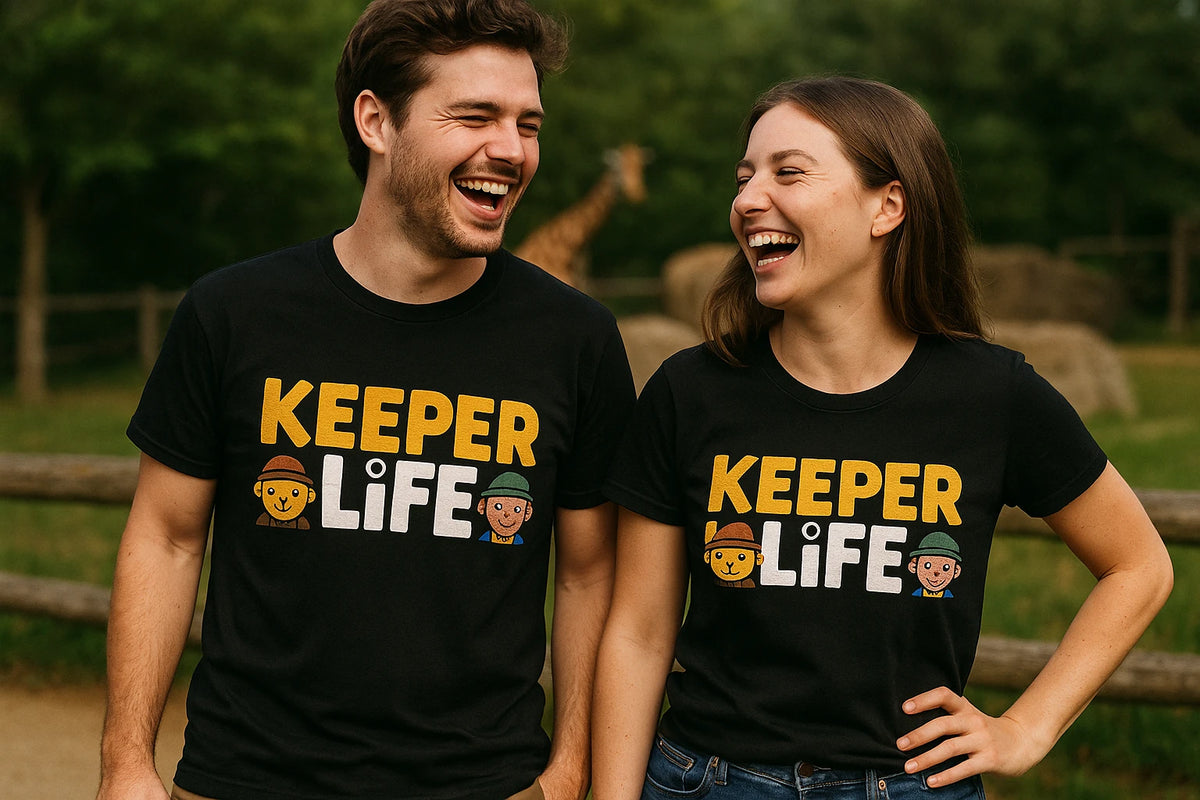 Person wearing the black zookeeper shirts graphic tee - "Keeper Life" design