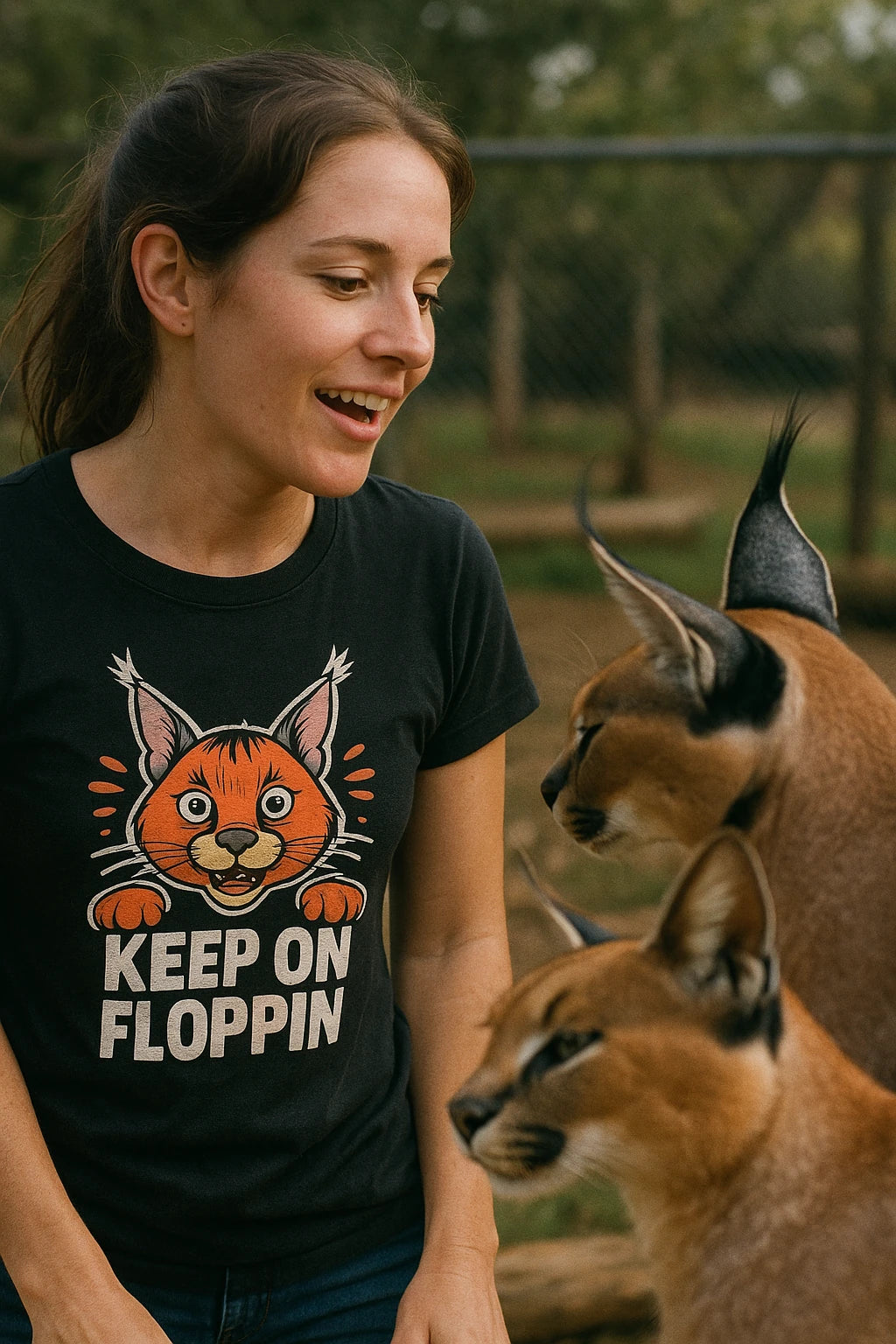 "Keep on Floppin" black caracal t shirt - a birthday gift for caracal lover