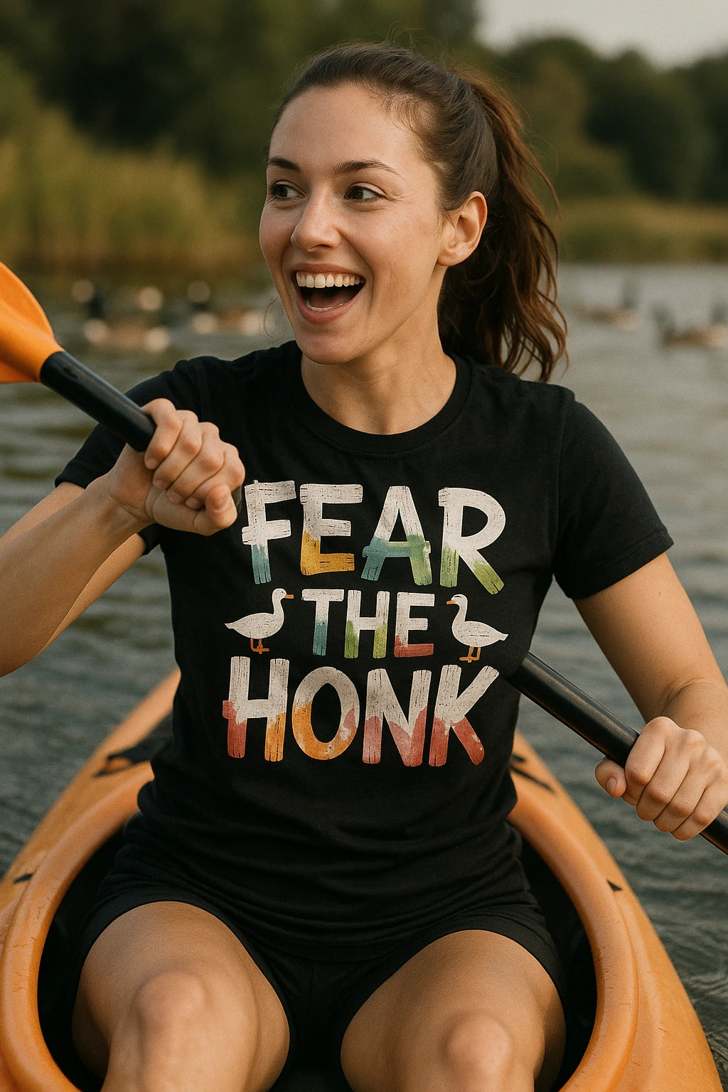 "Fear the Honk" black geese shirts - a birthday gift for geese lover