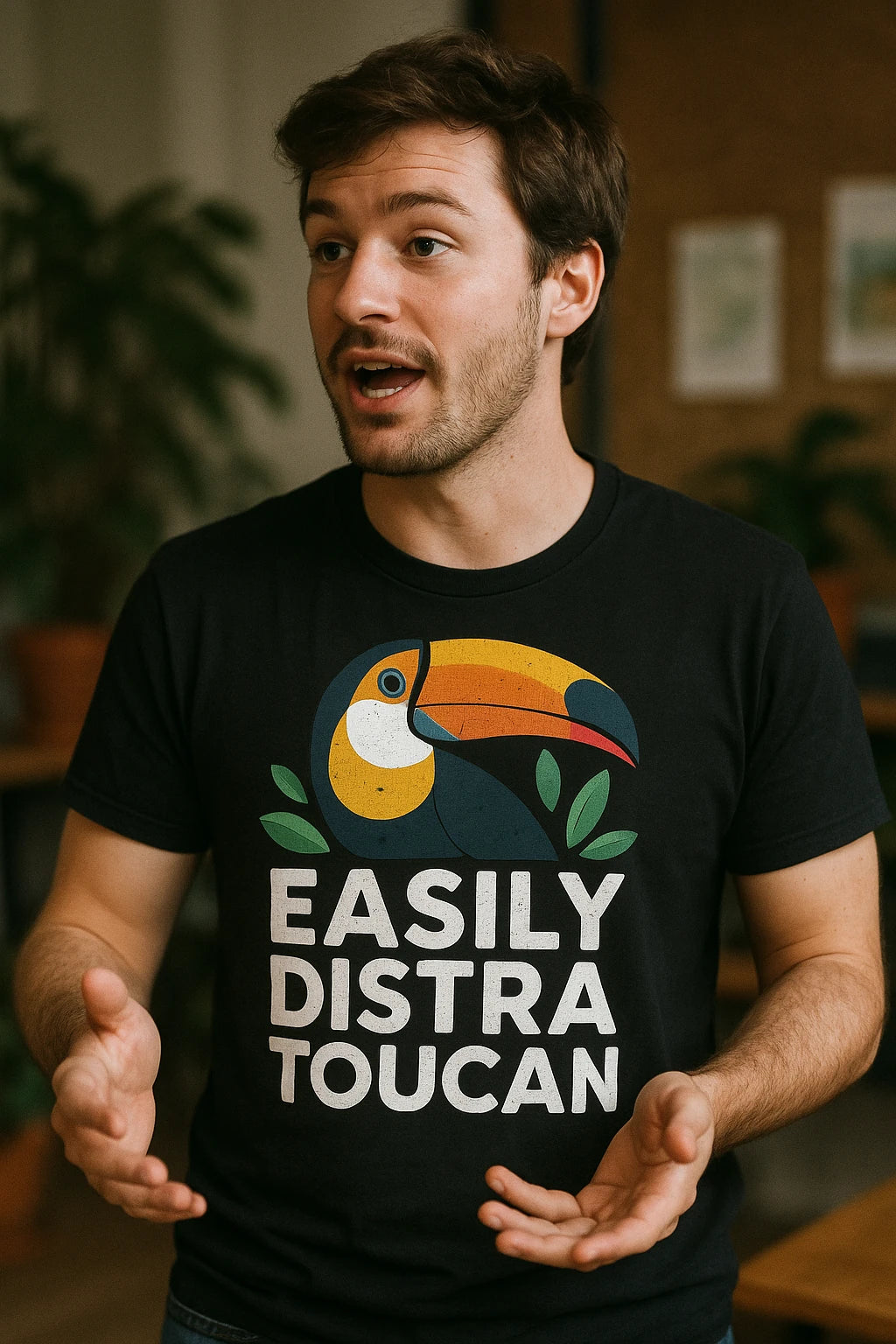 "Easily Distra Toucan" black toucan t shirt - a birthday gift for toucan lover