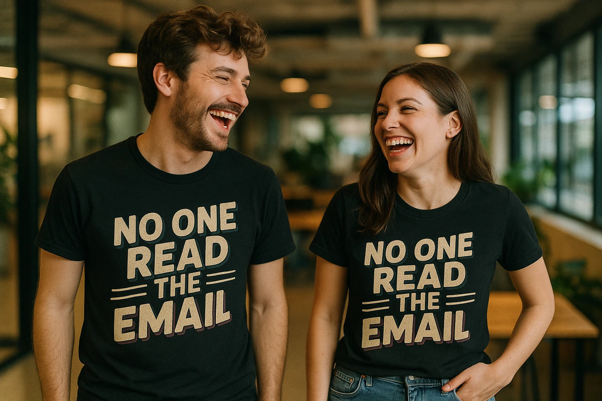 Person wearing the black entrepreneurs t shirt graphic tee - "No One Read the Email" design