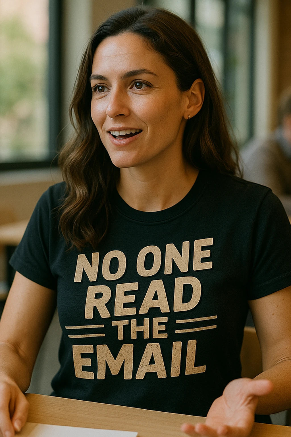 "No One Read the Email" black entrepreneurs t shirt, photographed as entrepreneurs lover gift