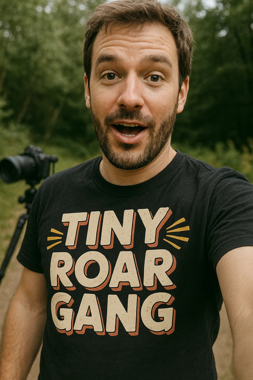 "Tiny Roar Gang" black bobcats t shirt, photographed as bobcats lover gift