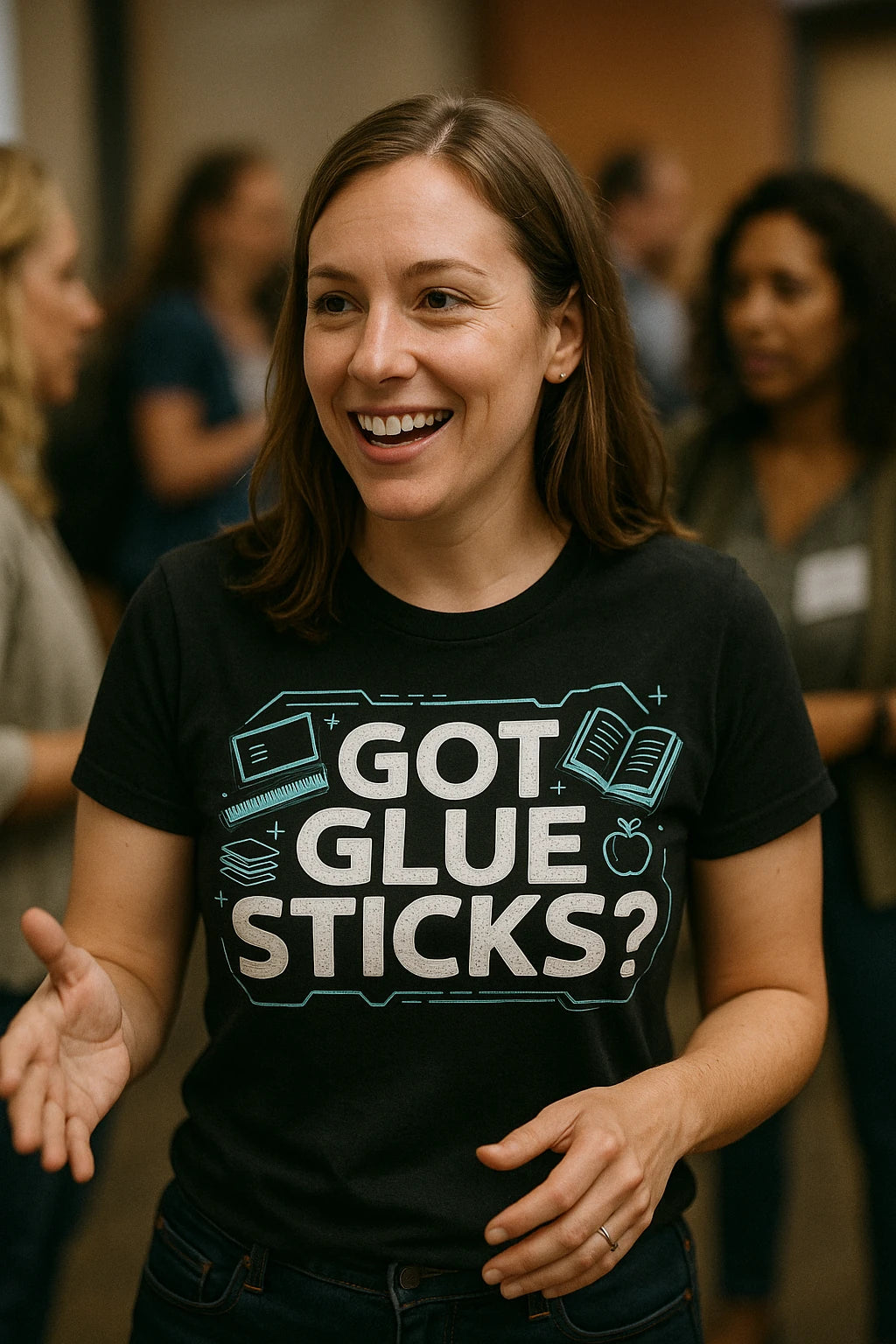"Got Glue Sticks?" black teacher tee shirts - also a gift cards for teachers