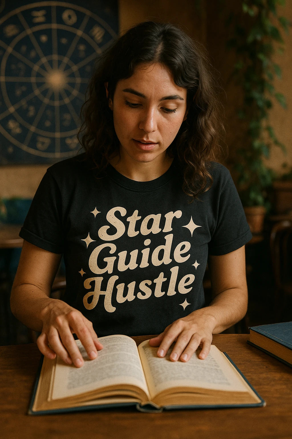 "Star Guide Hustle" black astrology shirts - also one of the best gifts for astrology lovers