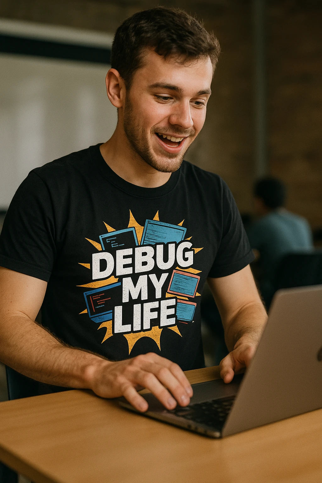 "Debug My Life" black funny programmer t shirt - also one of the best presents for programmers