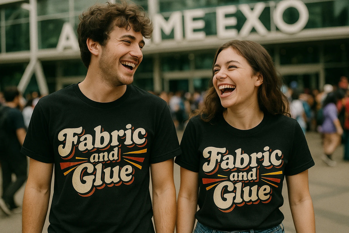 Person wearing the black cosplayers t shirt graphic tee - "Fabric and Glue" design