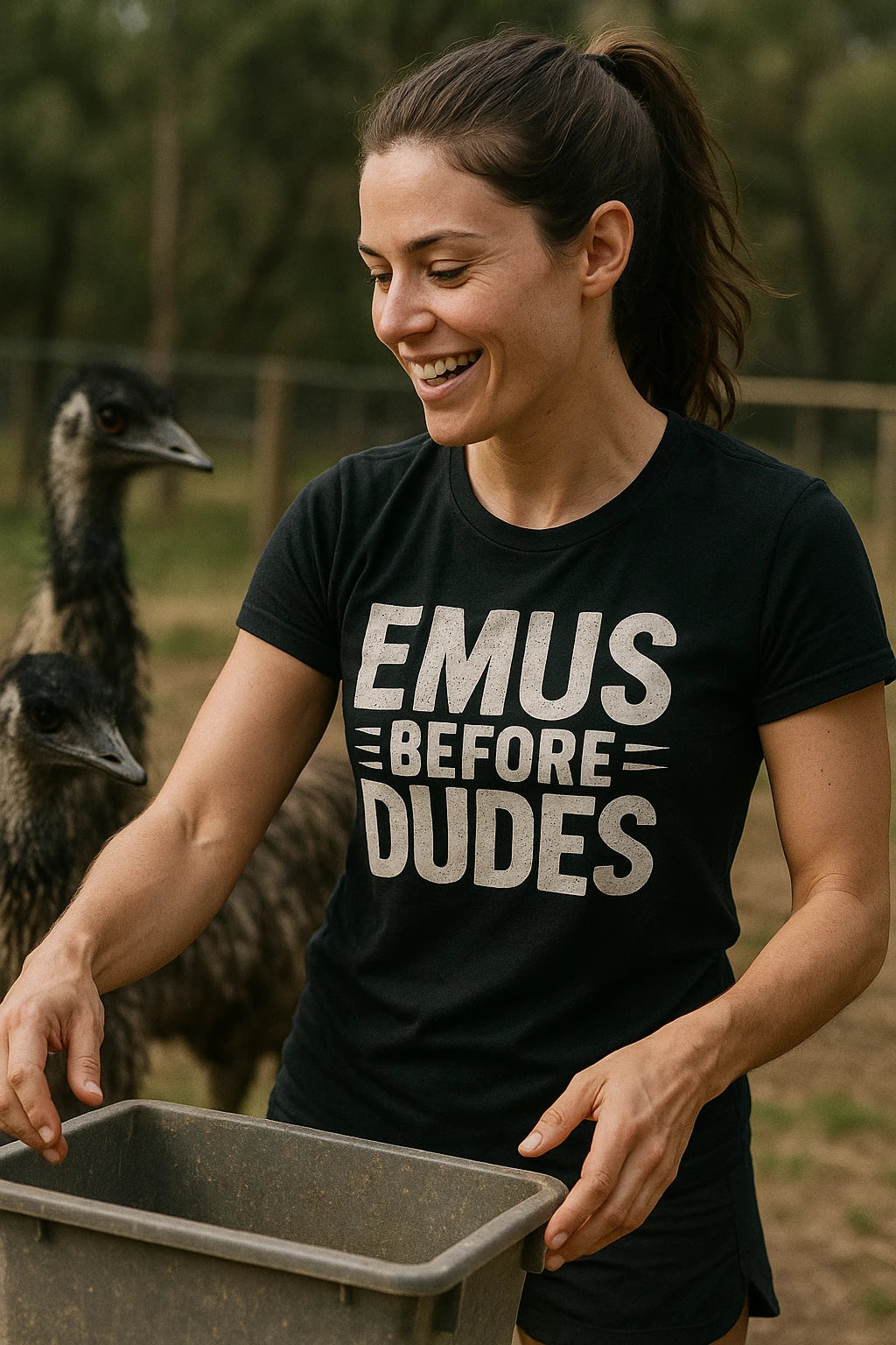 "Emus Before Dudes" black emus t shirt - a birthday gift for emus lover