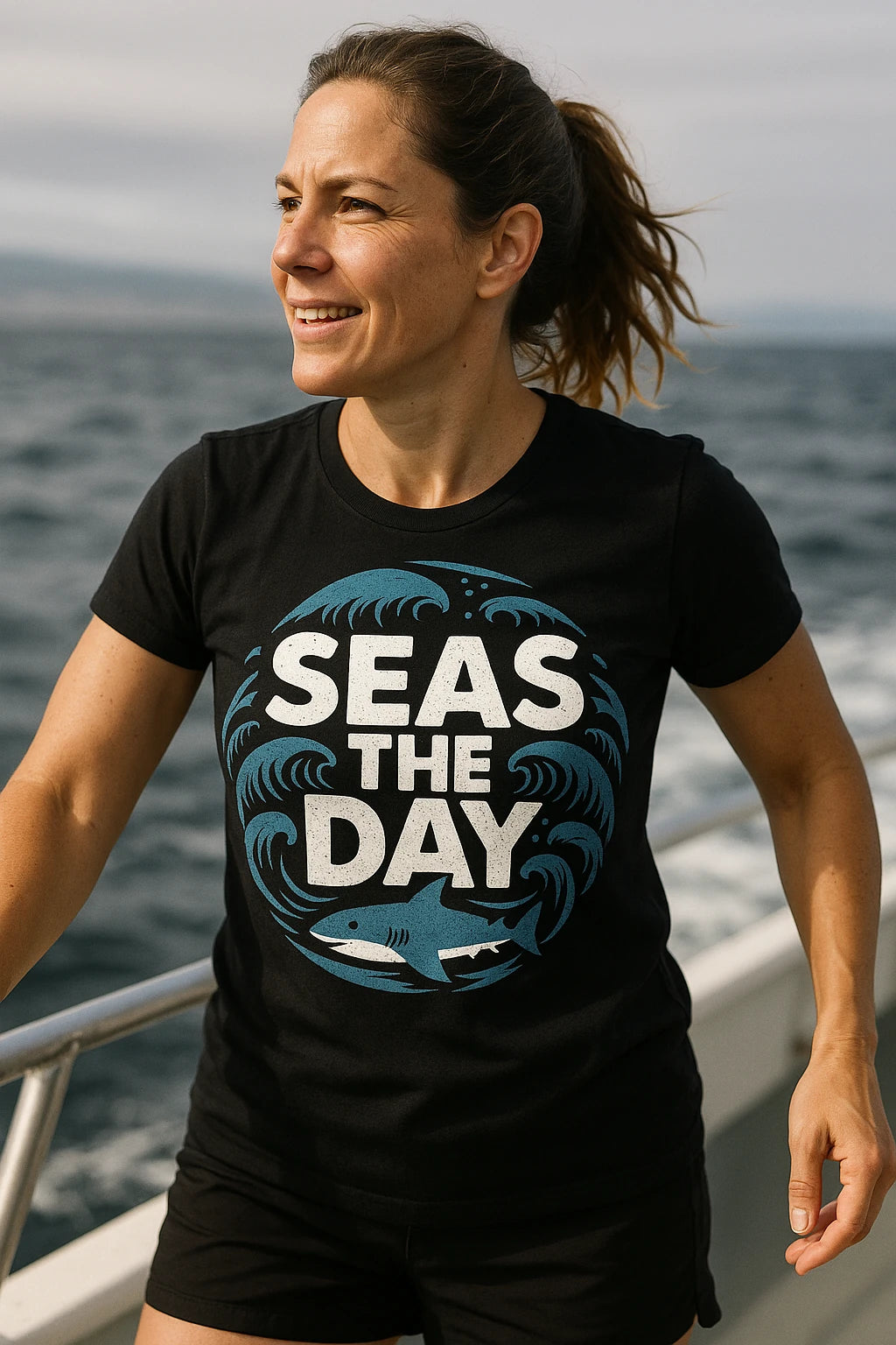 "Seas the Day" black oceans t shirt - a birthday gift for oceans lover