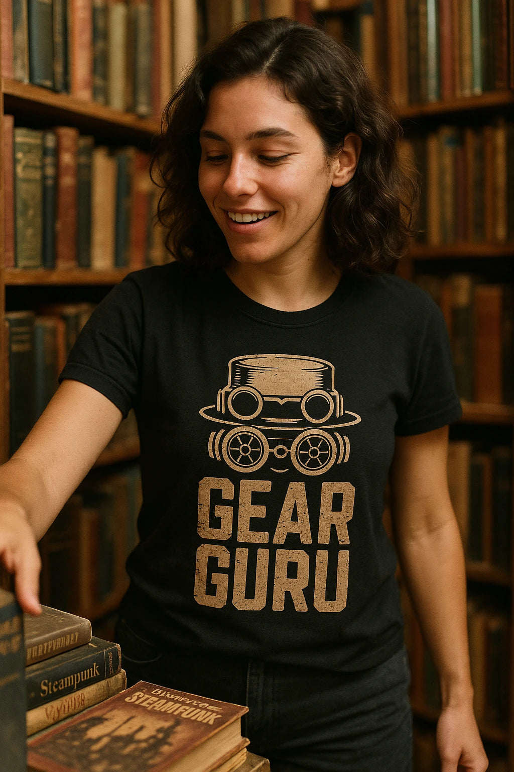 "Gear Guru" black steampunk shirts - a birthday gift for steampunk lover