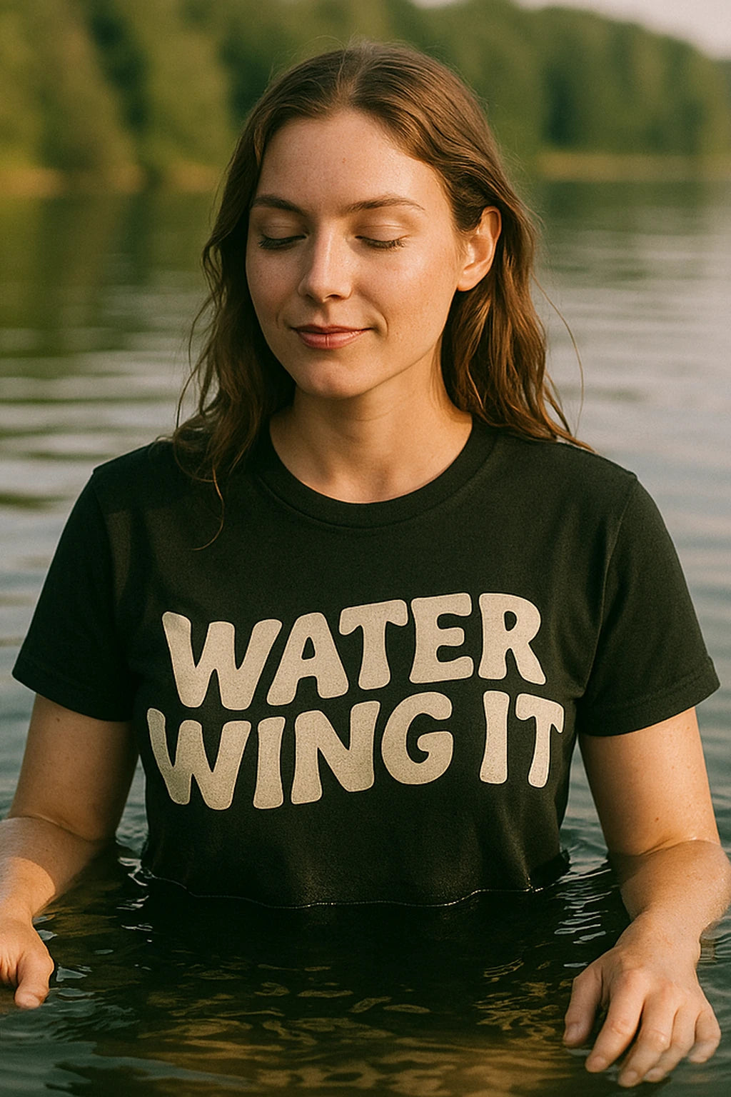 "Water Wing It" black swimming shirts - also a wet shirt for swimming