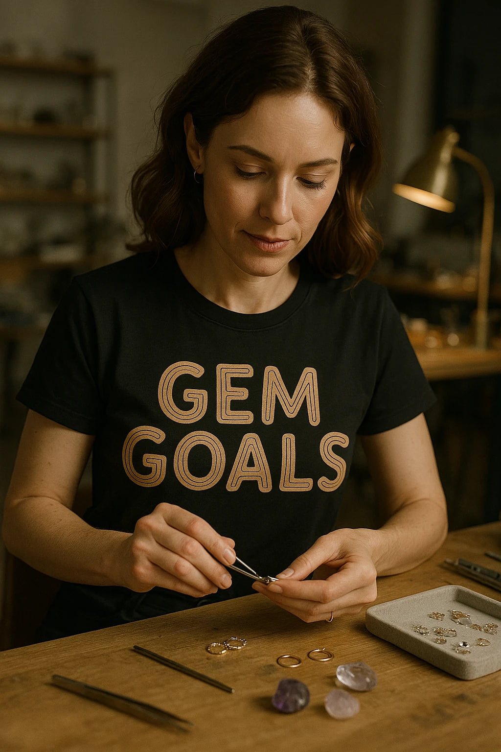"Gem Goals" black jewelry making t shirt - a birthday gift for jewelry making lover
