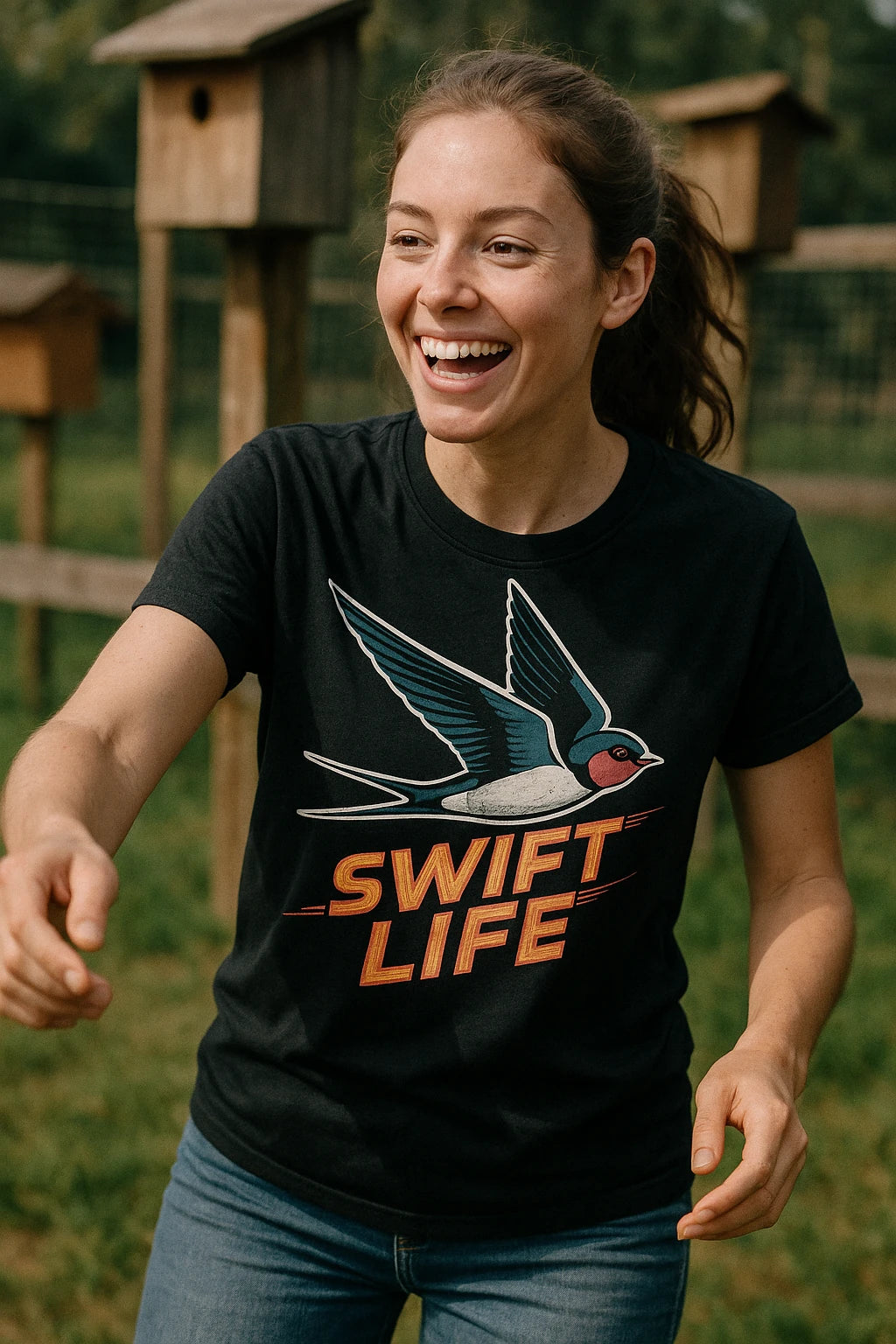 "Swift Life" black i swallow t shirt - a birthday gift for swallow lover